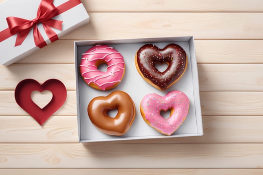 Donut in the shape of a heart. Valentine's Day Gift Concept