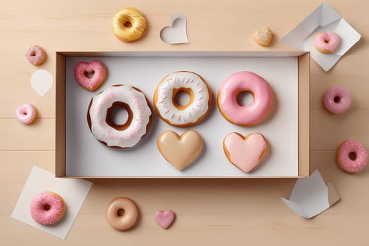 Donut in the shape of a heart. Valentine's Day Gift Concept