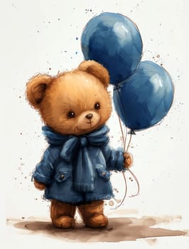 Cute Teddy Bears. Watercolor. Clipart is a great choice for creating cards, invitations, party supplies and decorations. AI generated.