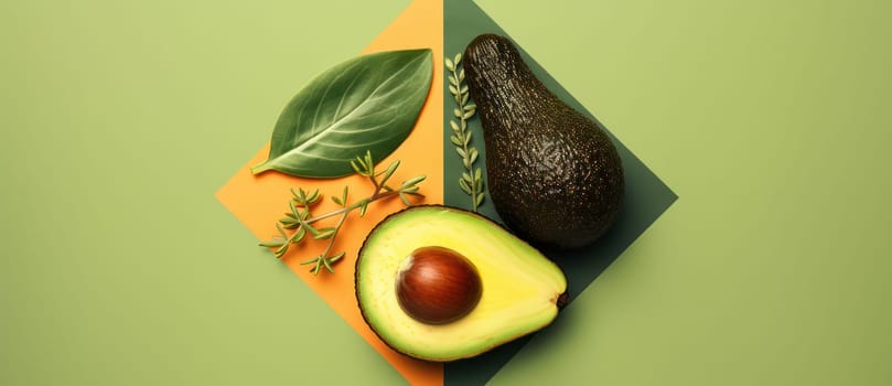 Organic Green Avocados, Fresh and Ripe, Halved and Seed Exposed on White Background: Exotic Vegan Delight for Healthy Eating