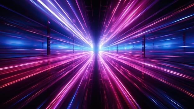 Abstract tunnel background with neon ultraviolet glow.