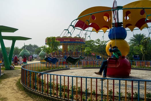 Lalpur, Bangladesh - 01.01.2024: Green Valley Park in Lalpur. Amusement park.