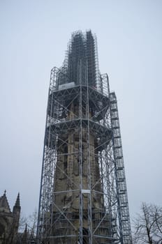 Scaffolding on Saint Michel church in Bordeaux city. High quality photo