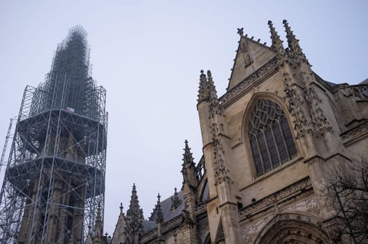 Scaffolding on Saint Michel church in Bordeaux city. High quality photo