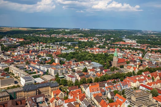 View of city from the top of Ulm Minster the world's tallest church.