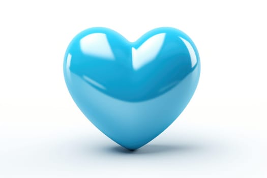 Blue heart isolated on white background. Generative AI.