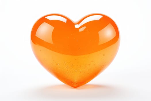 Orange heart isolated on white background. Generative AI.