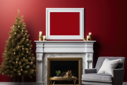 Christmas Theme Red Frame Mockups. Generative AI.