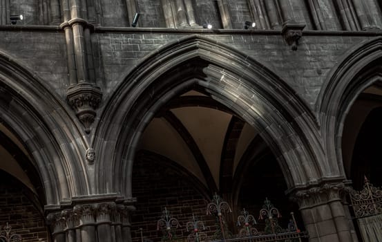 Edinburgh, Scotland - Jan 16, 2024 - Interior architecture of St Mary's Episcopal Cathedral or the Cathedral Church of Saint Mary the Virgin. is a cathedral of the Scottish Episcopal Church in Edinburgh, Space for text, Selective focus.