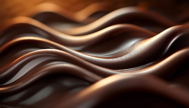 Stirring chocolate, hot melted liquid chocolate, mixing molten milk chocolate or dark caramel. Cooking handmade chocolate dessert and candies. Confectionery background texture flowing delicious