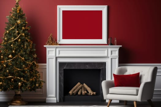 Christmas Theme Red Frame Mockups. Generative AI.