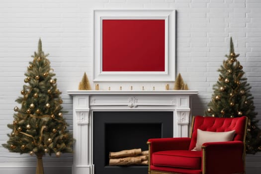 Christmas Theme Red Frame Mockups. Generative AI.