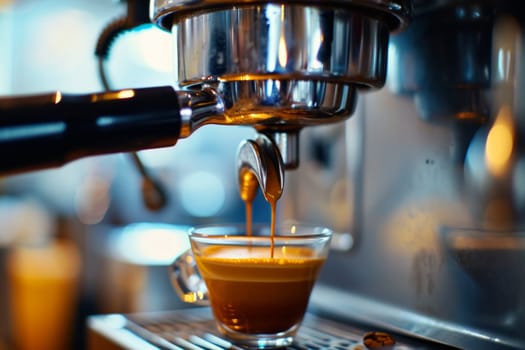 Close-up photo of pouring espresso from a coffee machine
