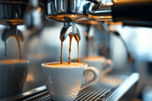 Close-up photo of pouring espresso from a coffee machine