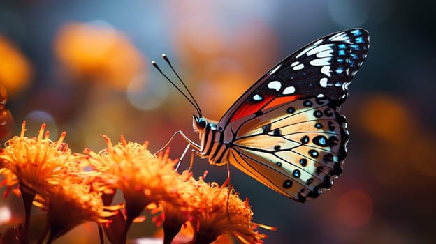 Beautiful butterfly on flowers. selective focus. Animals Generative Ai,