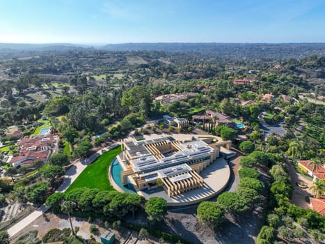 Aerial view over Rancho Santa Fe super wealthy town in San Diego, California, USA