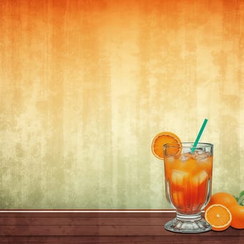 Refreshing orange cocktail on vintage background.