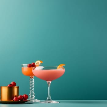 Elegant cocktail in a stemmed glass with citrus garnish.
