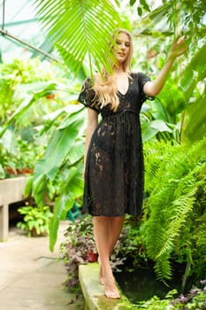 Woman wearing summer clothes on tropical resort