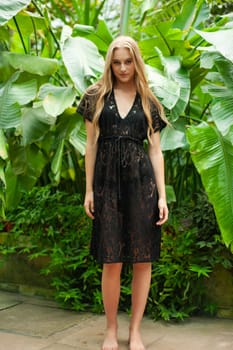 Woman wearing summer clothes on tropical resort