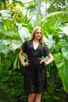 Woman wearing summer clothes on tropical resort