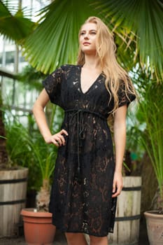 Woman wearing summer clothes on tropical resort