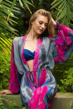 Woman wearing summer clothes on tropical resort