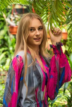 Woman wearing summer clothes on tropical resort