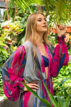 Woman wearing summer clothes on tropical resort