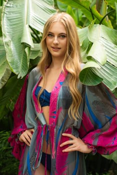 Woman wearing summer clothes on tropical resort