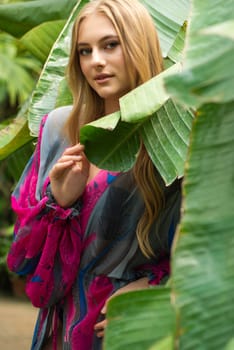 Woman wearing summer clothes on tropical resort