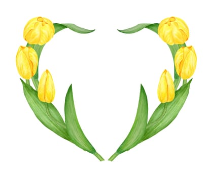 Yellow tulip. Watercolor hand drawn illustration of spring symbol, golden flower. Clip art for Easter, Mothers Day, Womens Day, March 8 cards, wedding, farmer and floristic prints, travelbooks, packing