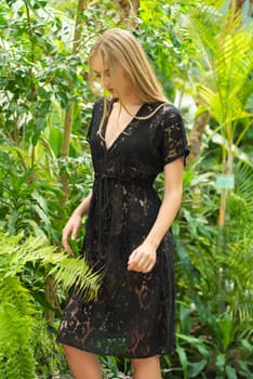 Woman wearing summer clothes on tropical resort