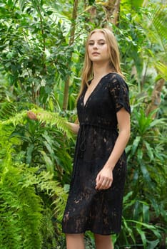 Woman wearing summer clothes on tropical resort