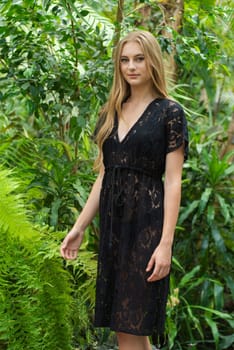 Woman wearing summer clothes on tropical resort