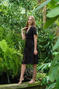 Woman wearing summer clothes on tropical resort