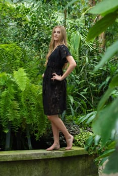 Woman wearing summer clothes on tropical resort