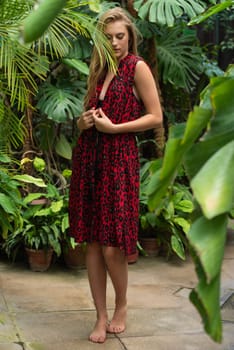 Woman wearing summer clothes on tropical resort