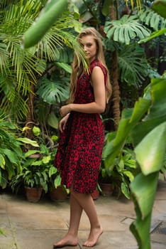 Woman wearing summer clothes on tropical resort