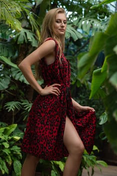 Woman wearing summer clothes on tropical resort