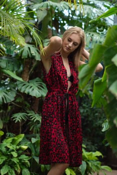 Woman wearing summer clothes on tropical resort