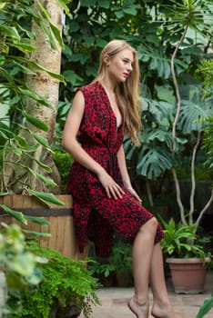 Woman wearing summer clothes on tropical resort