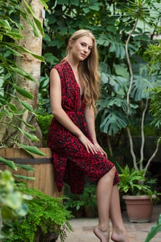 Woman wearing summer clothes on tropical resort