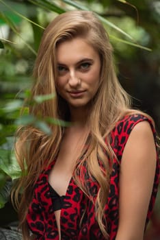 Woman wearing summer clothes on tropical resort