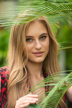 Woman wearing summer clothes on tropical resort