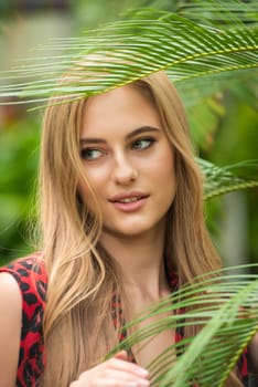 Woman wearing summer clothes on tropical resort