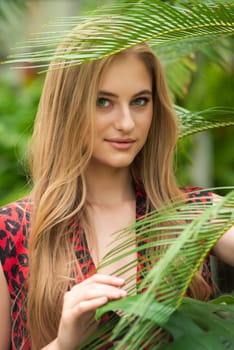 Woman wearing summer clothes on tropical resort