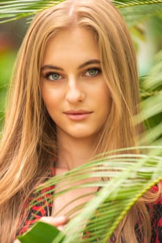 Woman wearing summer clothes on tropical resort