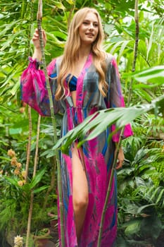 Woman wearing summer clothes on tropical resort