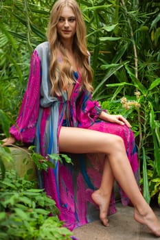 Woman wearing summer clothes on tropical resort